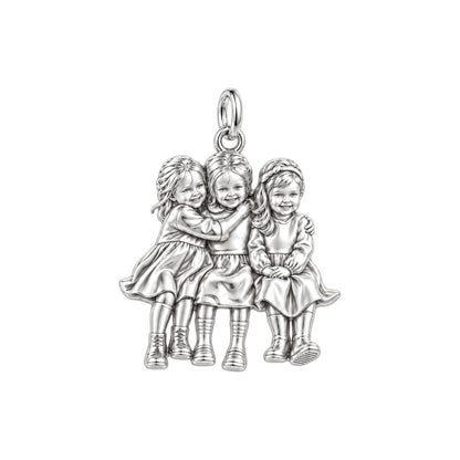 Childhood Friends Forever Charm Bracelet – Personalized Besties Gift – silver charm, front view