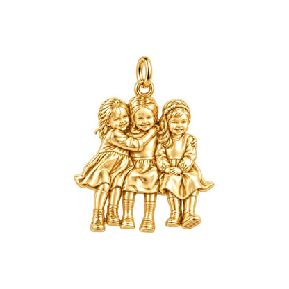 Childhood Friends Forever Charm Bracelet – Personalized Besties Gift – 18K gold charm, front view