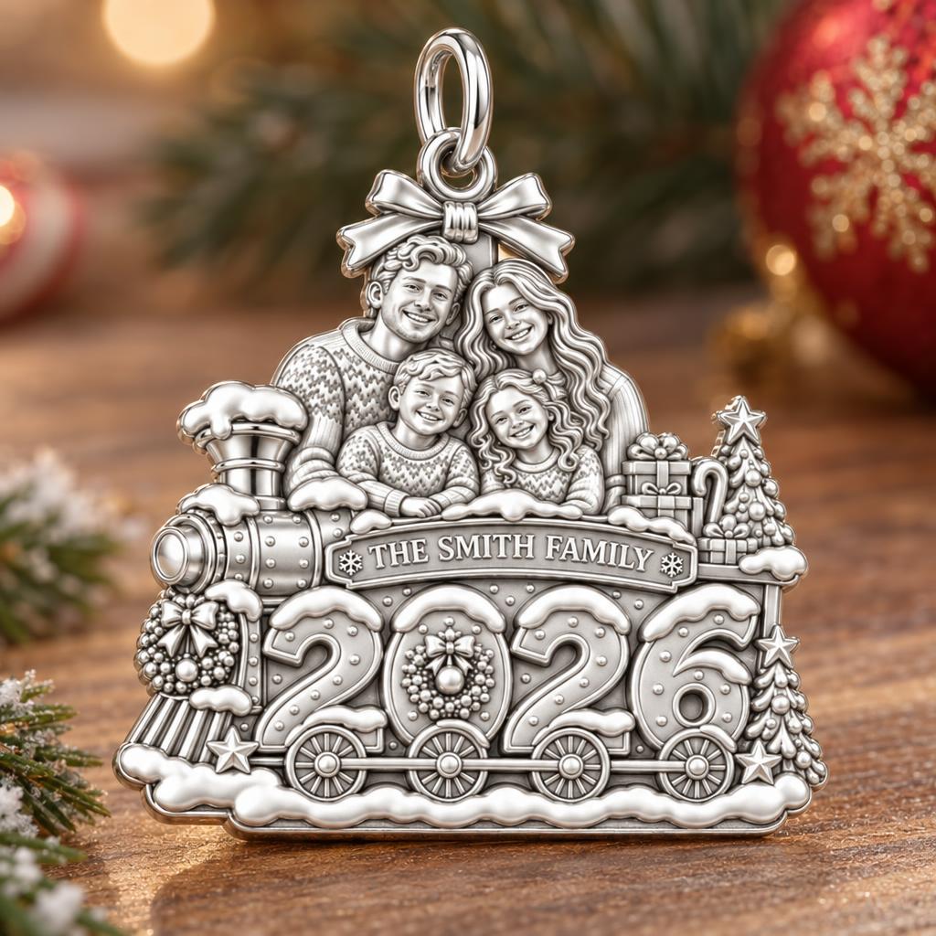 Christmas Family Express Charm Bracelet – Personalized Mom Gift – macro detail of the charm