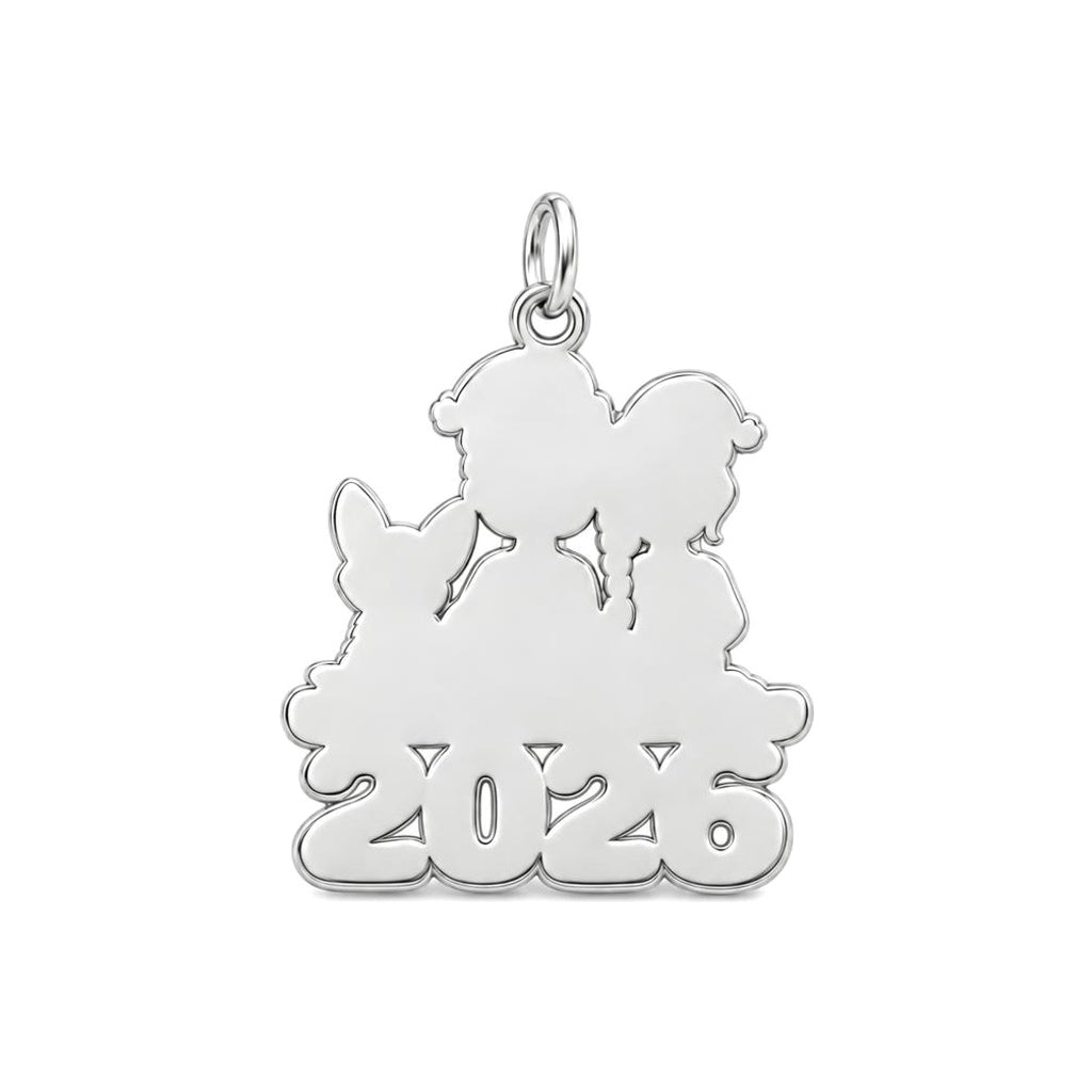 Christmas Family Morning Charm and Polyester Cord Bracelet Set – back of the charm, engraving area