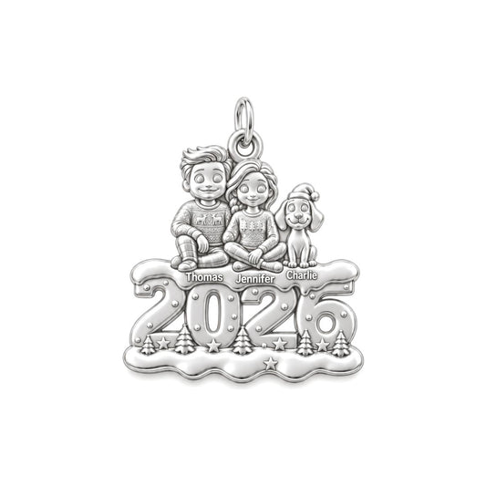 Christmas First Together Charm Bracelet – Personalized Couple Gift – silver charm, front view