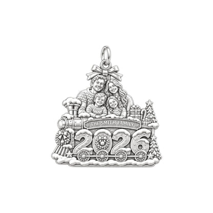 Christmas Holiday Express Charm Bracelet – Personalized Mom Gift – silver plated 2 cm charm, front view