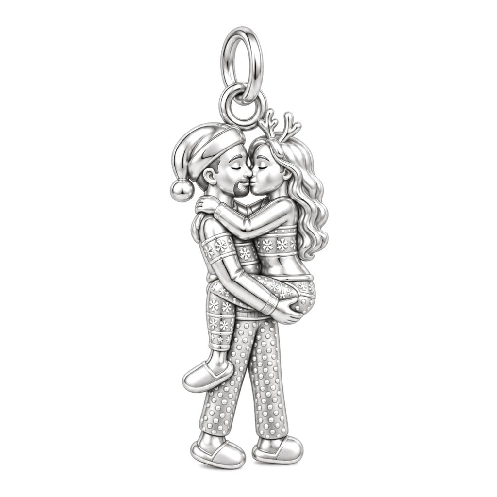 Christmas Morning Hug Charm and Polyester Cord Bracelet Set