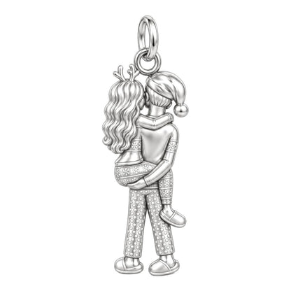 Christmas Morning Hug Charm and Polyester Cord Bracelet Set