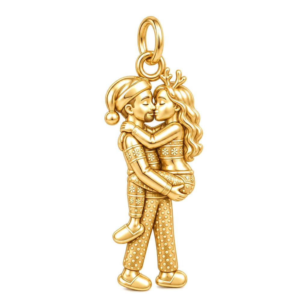Christmas Morning Hug Charm and Polyester Cord Bracelet Set