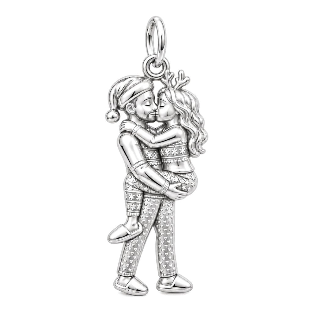 Christmas Morning Kiss Charm and Polyester Cord Bracelet Set