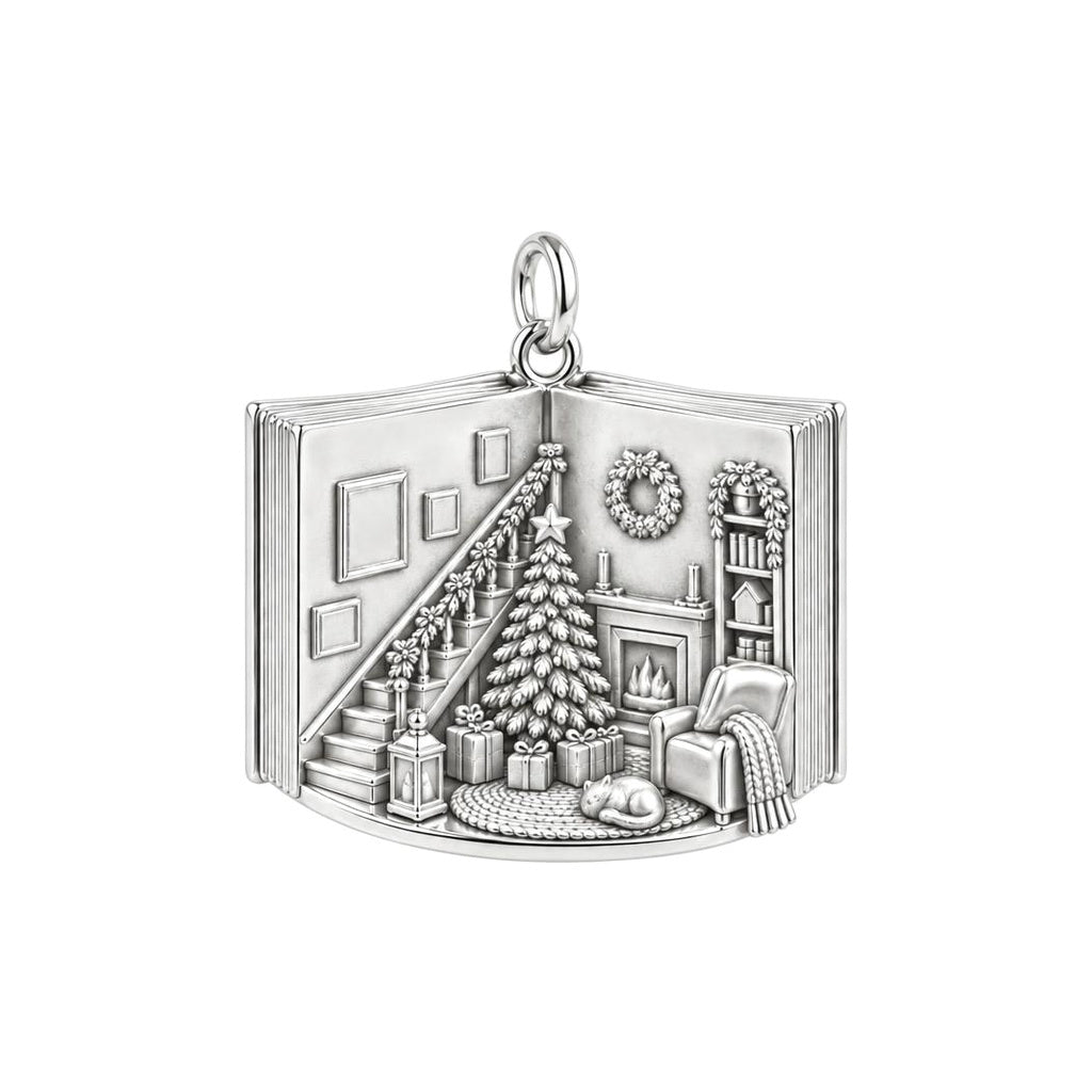 Christmas Morning Storybook Charm Bracelet – Personalized Gift – back of the charm, engraving area