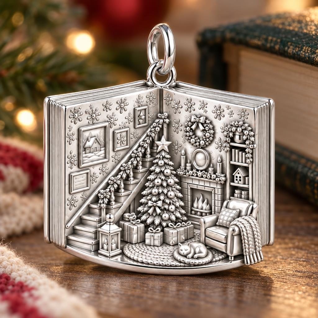 Christmas Morning Storybook Charm Bracelet – Personalized Gift – macro detail of the charm
