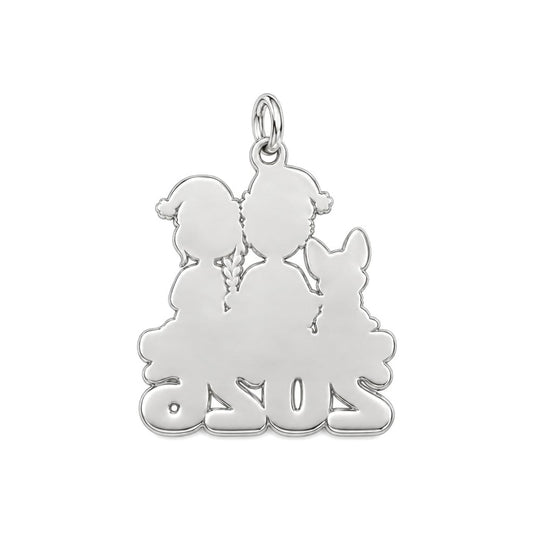 Christmas Pajama Family Charm Bracelet – Personalized Couple Gift – back of the charm, engraving area