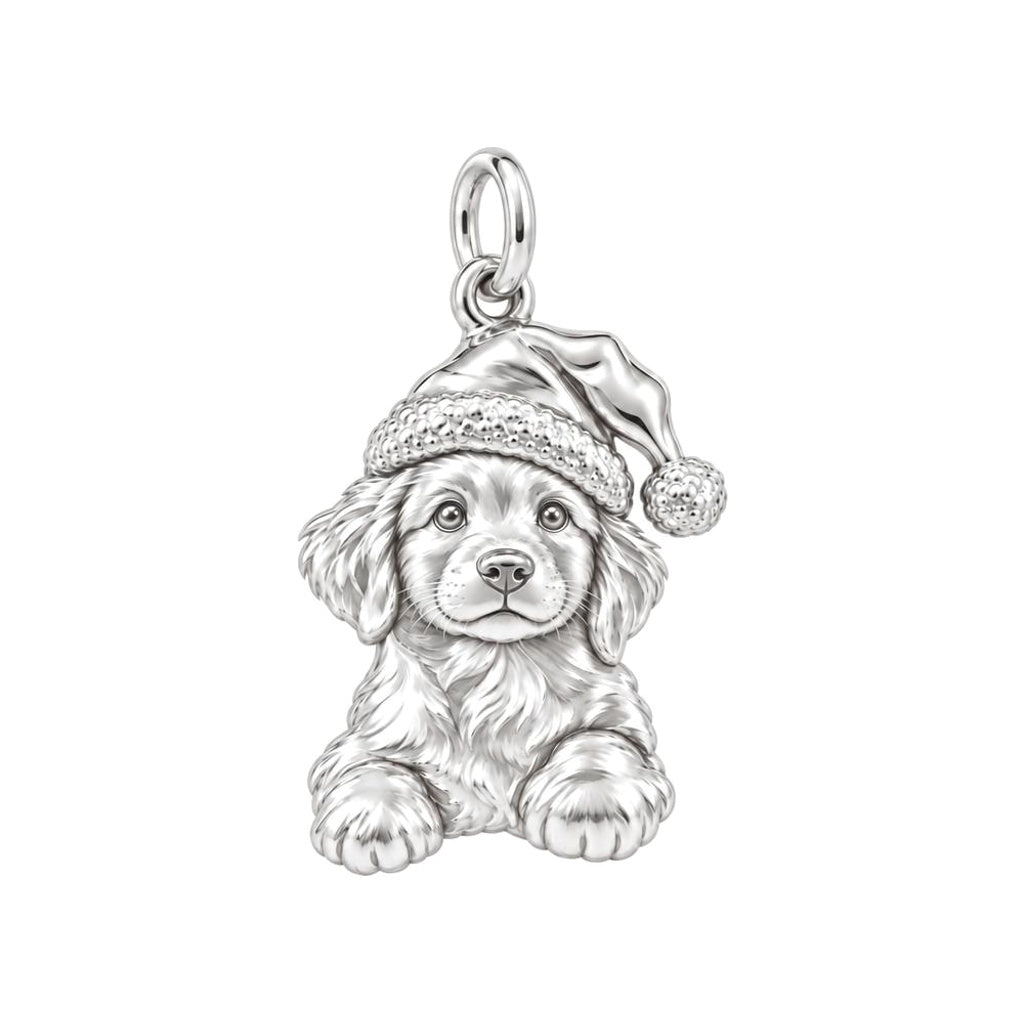 Christmas Puppy Charm and Polyester Cord Bracelet Set