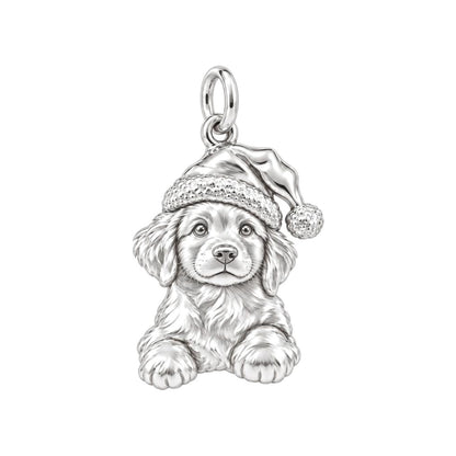 Christmas Puppy Charm and Polyester Cord Bracelet Set