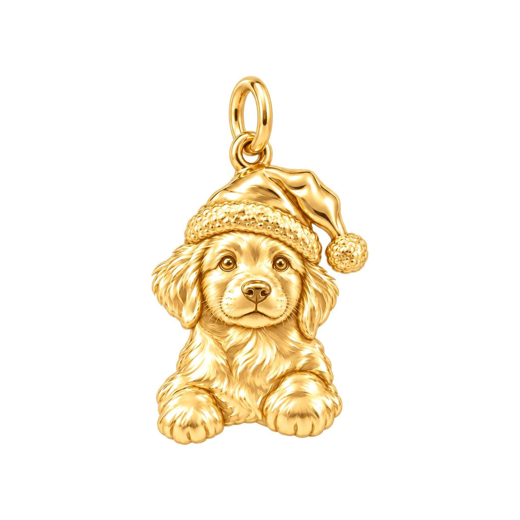 Christmas Puppy Charm and Polyester Cord Bracelet Set