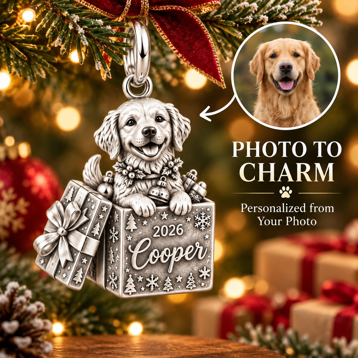 Christmas Puppy Surprise Charm Bracelet – Personalized Dog Mom Gift