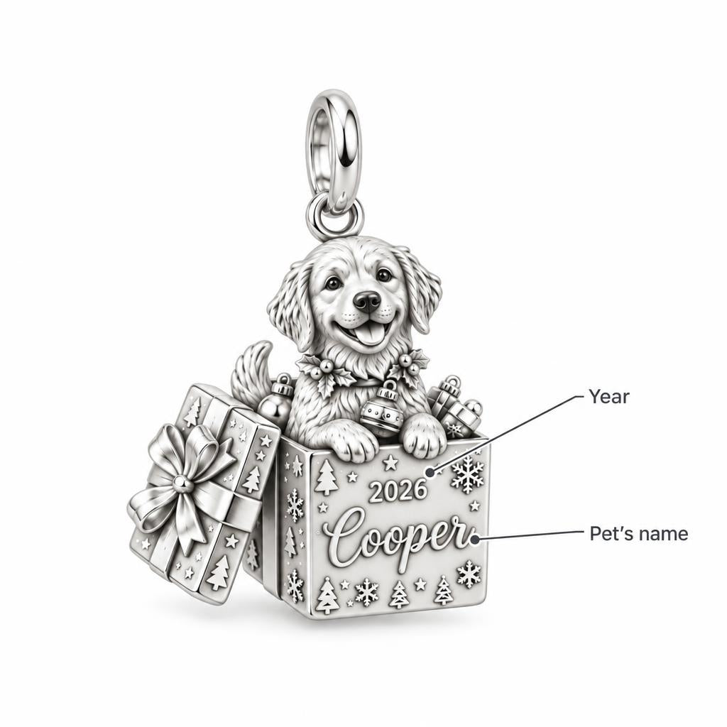 Christmas Puppy Surprise Charm Bracelet – Personalized Dog Mom Gift – personalization guide