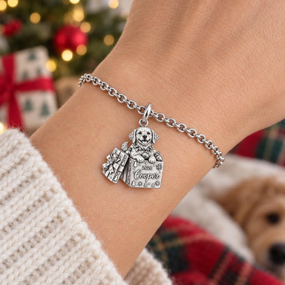 Christmas Puppy Surprise Charm Bracelet Set – worn / in use