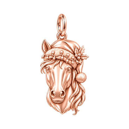Christmas Stallion Charm and Polyester Cord Bracelet Set