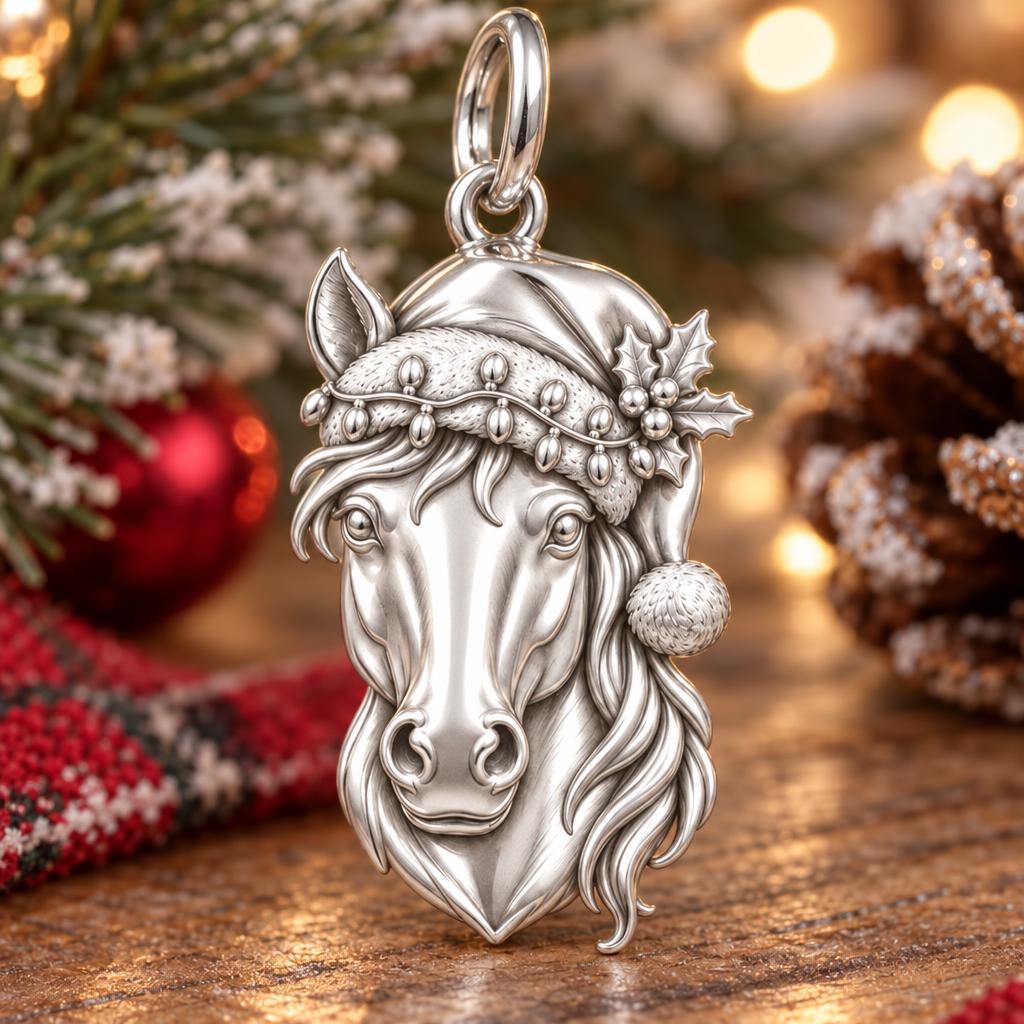 Christmas Stallion Charm and Polyester Cord Bracelet Set