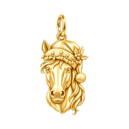 Christmas Stallion Charm and Polyester Cord Bracelet Set