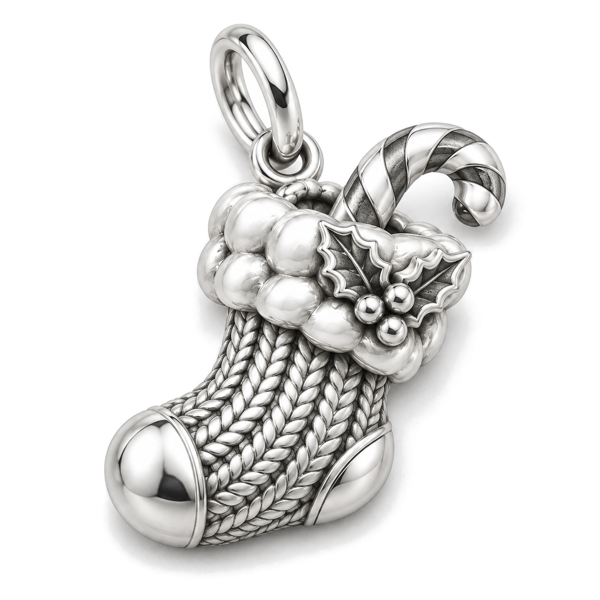Christmas Stocking Charm — Silver Super Macro | charm-topics-remaining-444-2026-09-14 | topic-149