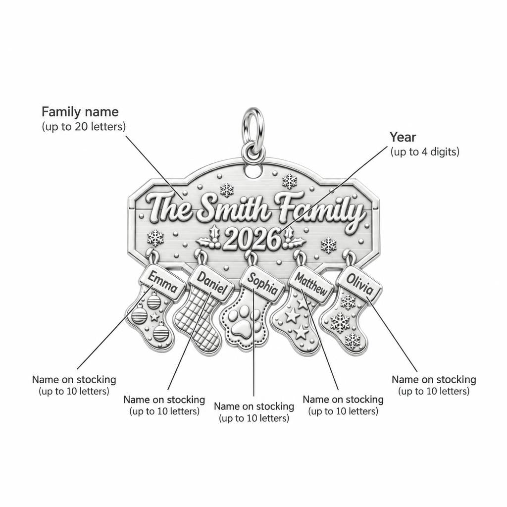 Christmas Stocking Mantel Charm Bracelet – Personalized Family Gift – personalization guide