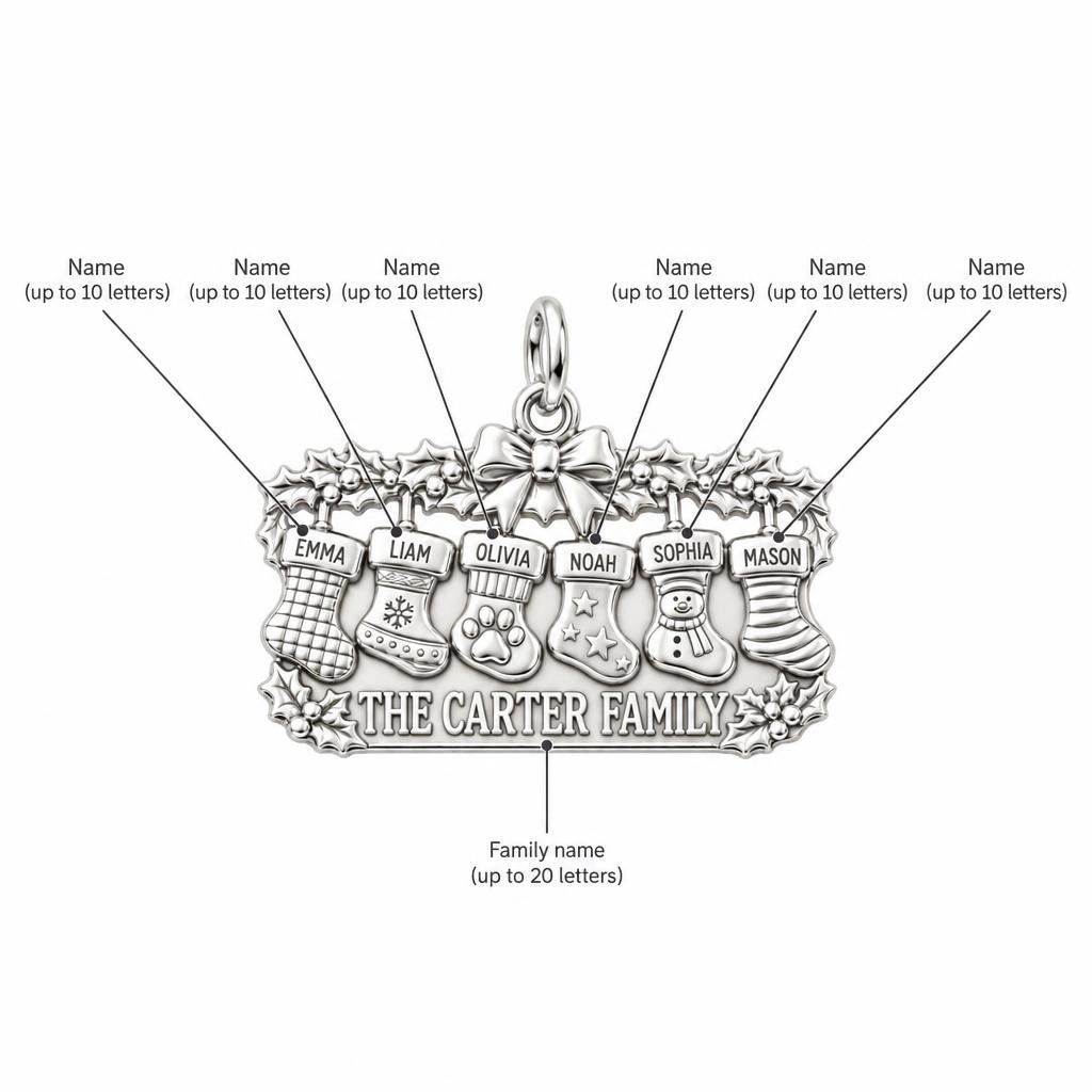 Christmas Stocking Mantle Charm Bracelet – Personalized Family Gift – personalization guide