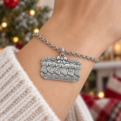 Christmas Stocking Mantle Charm Bracelet Set – worn / in use