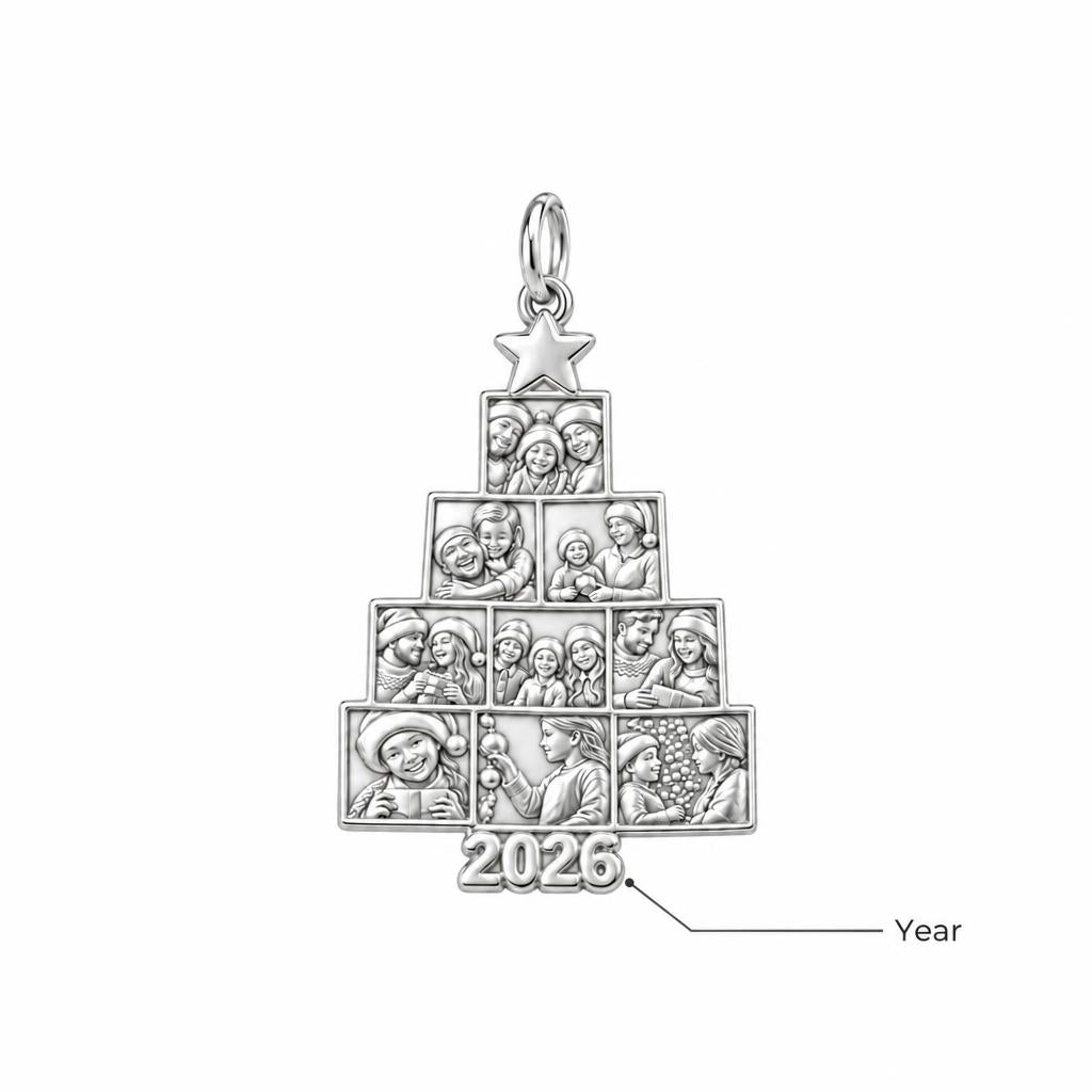 Christmas Tree Photo Collage Charm Bracelet – Personalized Mom Gift – personalization guide
