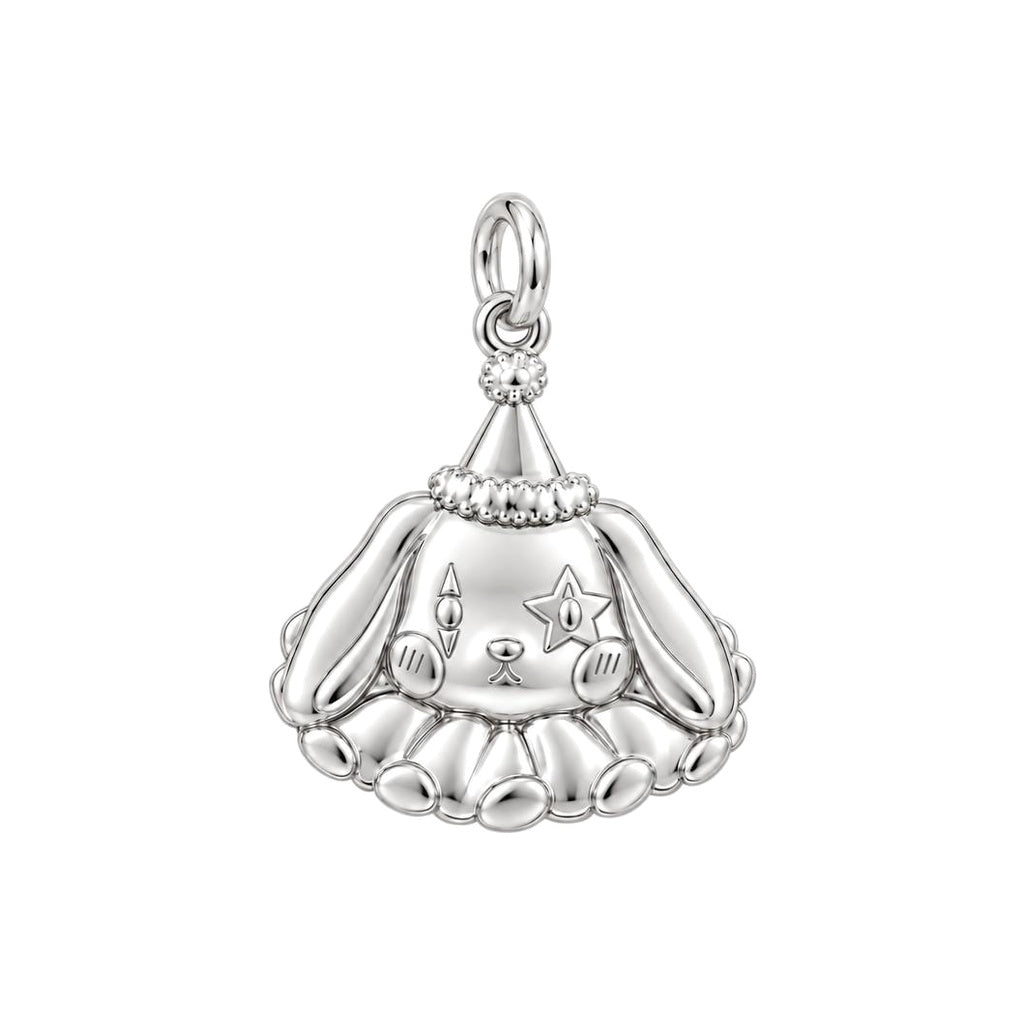 Circus Puppy Clown Charm Bracelet – Personalized Dog Mom Gift – silver charm, front view
