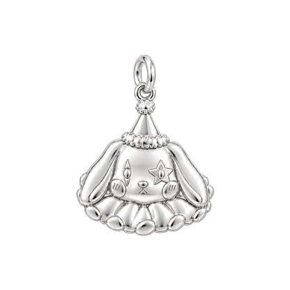 Circus Puppy Clown Charm Bracelet – Personalized Dog Mom Gift – silver charm, front view