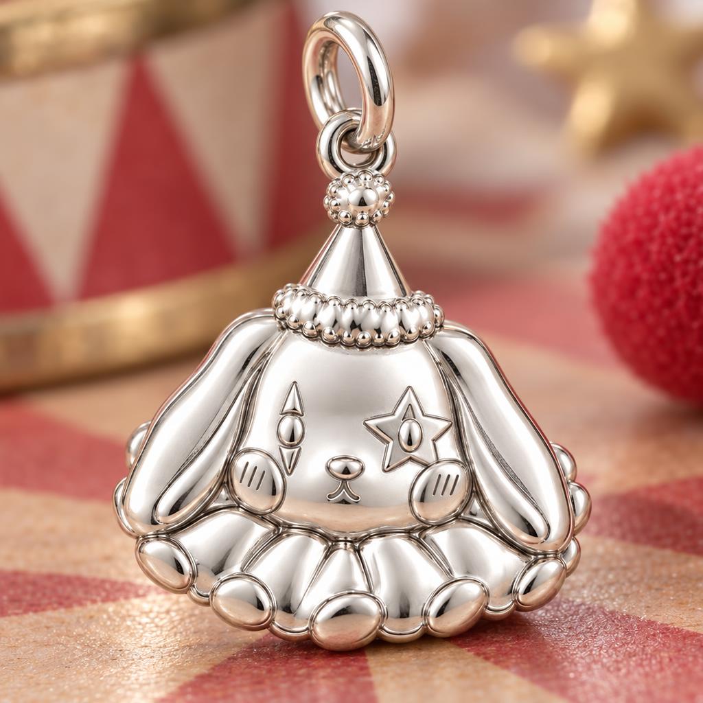 Circus Puppy Clown Charm Bracelet – Personalized Dog Mom Gift – macro detail of the charm