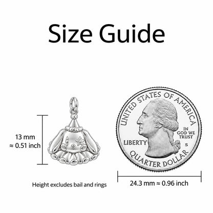 Circus Puppy Clown Charm Bracelet – Personalized Dog Mom Gift – size guide, 13 mm charm next to a quarter