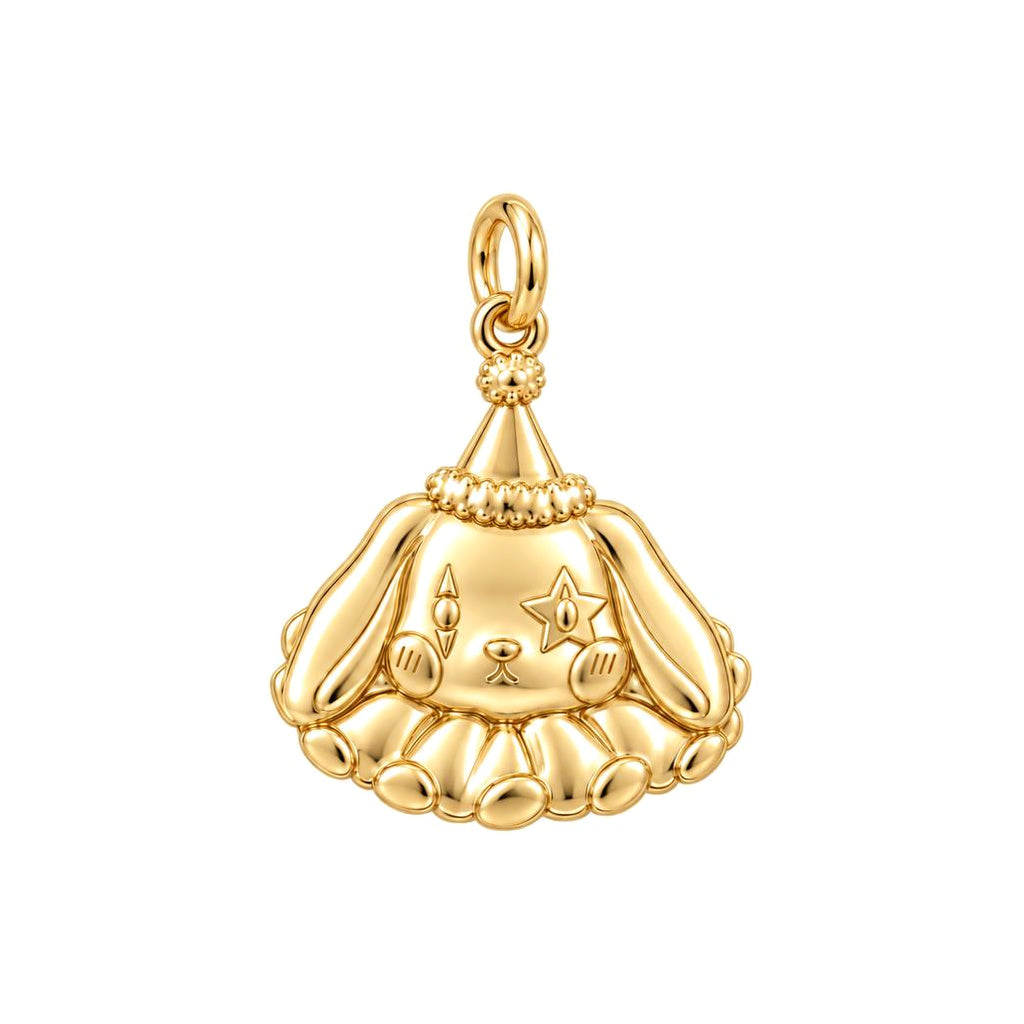 Circus Puppy Clown Charm Bracelet – Personalized Dog Mom Gift – 18K gold charm, front view
