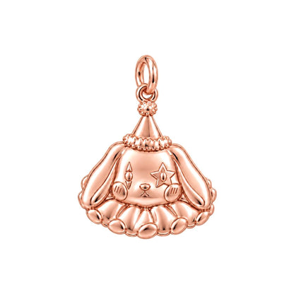 Circus Puppy Clown Charm Bracelet – Personalized Dog Mom Gift – rose gold charm, front view