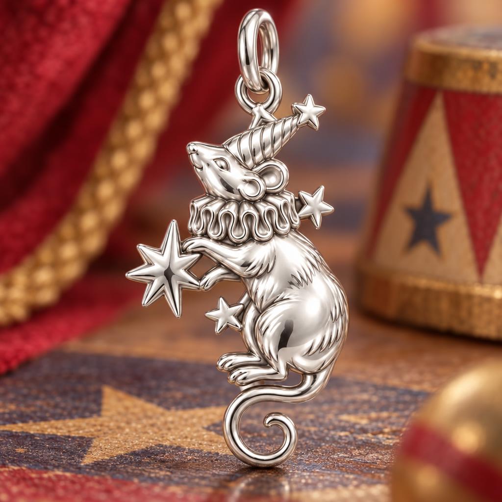 Circus Star Mouse Charm Bracelet – Personalized Mom Gift – macro detail of the charm