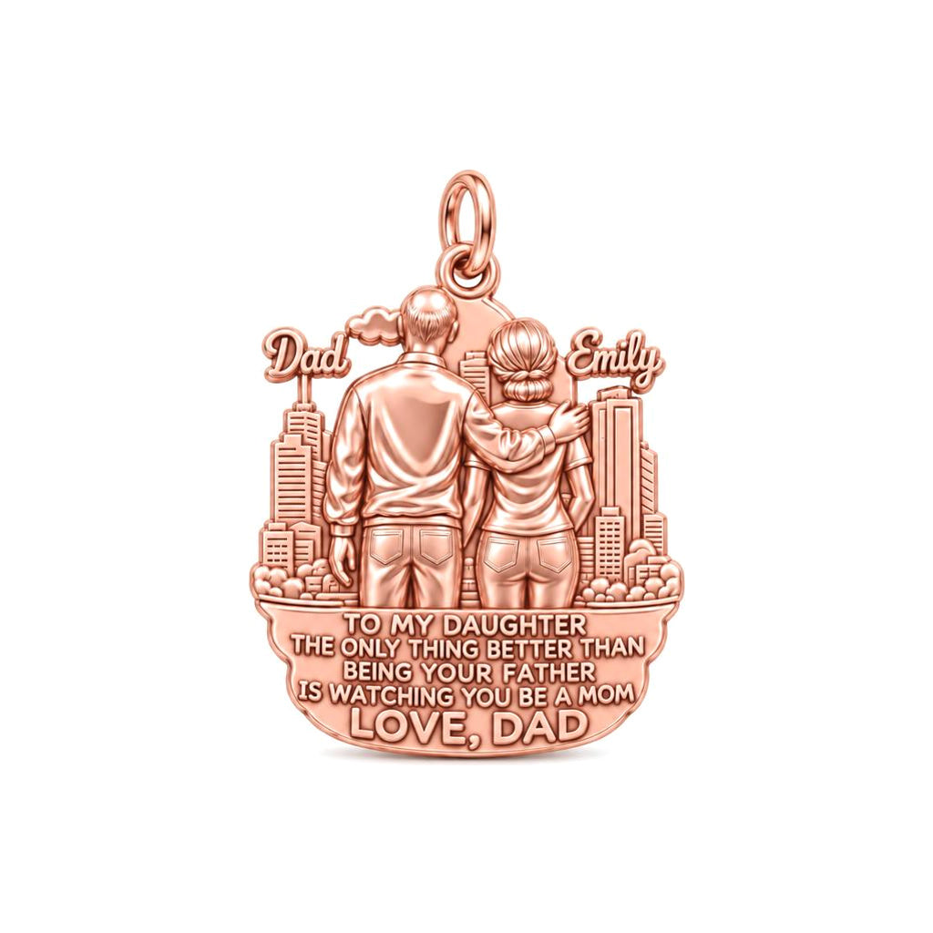City Skyline Father and Daughter Charm Bracelet – Personalized Dad – rose gold 3 cm charm, front view