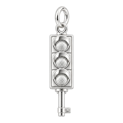 City Traffic Light Key Charm Bracelet – Personalized Gift – silver plated 2 cm charm, front view
