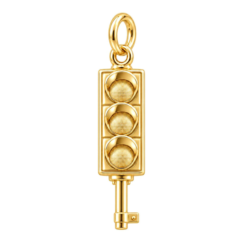 City Traffic Light Key Charm Bracelet – Personalized Gift – 18K gold plated 2 cm charm, front view