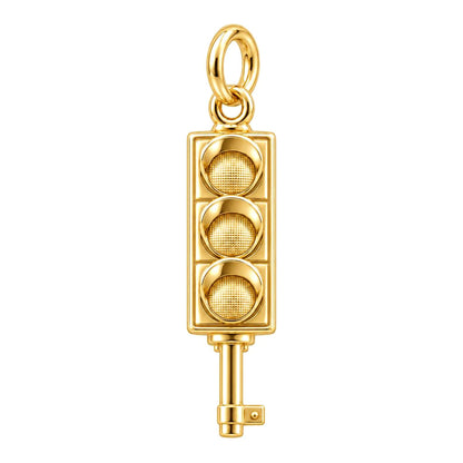 City Traffic Light Key Charm Bracelet – Personalized Gift – 18K gold plated 2 cm charm, front view