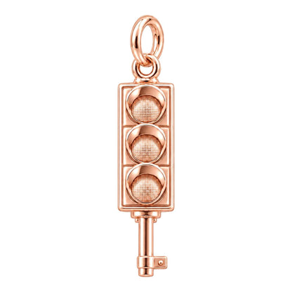 City Traffic Light Key Charm Bracelet – Personalized Gift – rose gold 2 cm charm, front view