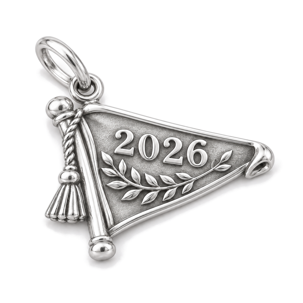 Class of 2026 Pennant Charm — Silver Super Macro | charm-topics-remaining-444-2026-09-14 | topic-414