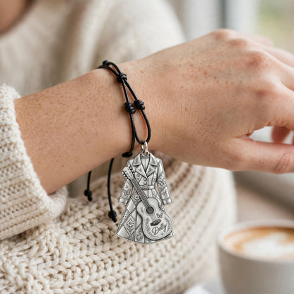 Coat of Many Colors Charm and Polyester Cord Bracelet Set