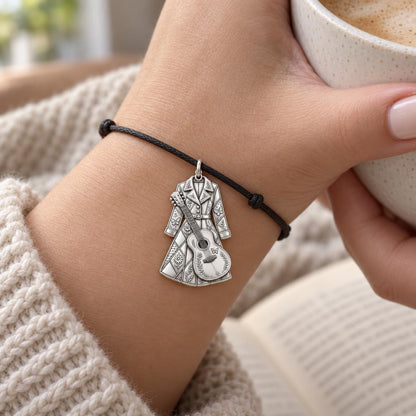 Coat of Many Colors Charm and Polyester Cord Bracelet Set