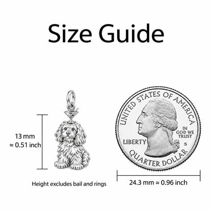 Cocktail Balancing Pup Charm Bracelet – Personalized Dog Mom Gift – size guide, 13 mm charm next to a quarter