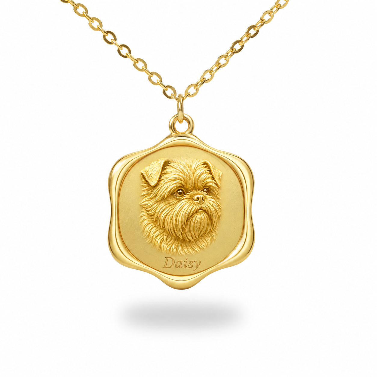 Soulyshine Affenpinscher Precious Paw personalized pet photo necklace - Daisy 18K Gold Vermeil front