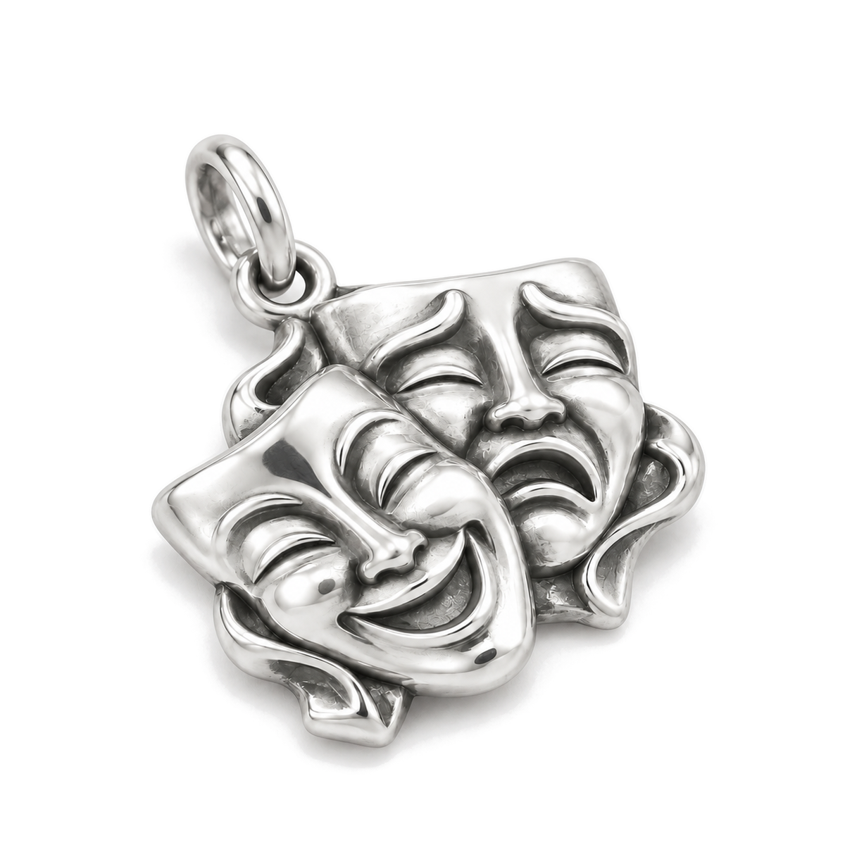 Comedy & Tragedy Masks Charm — Silver Super Macro | charm-topics-remaining-444-2026-09-14 | topic-239