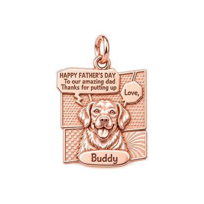 Comic Book Hero Pet Charm Bracelet – Personalized Dad Gift – rose gold 3 cm charm, front view
