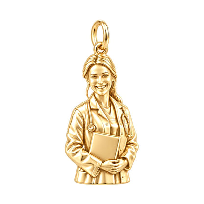 Compassionate Caregiver Charm Bracelet – Personalized Nurse Gift – 18K gold charm, front view