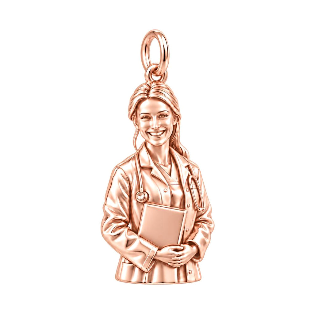 Compassionate Caregiver Charm Bracelet – Personalized Nurse Gift – rose gold charm, front view