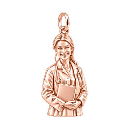 Compassionate Caregiver Charm Bracelet – Personalized Nurse Gift – rose gold charm, front view