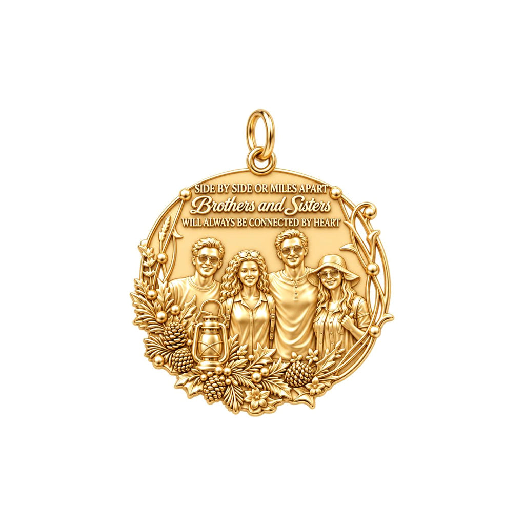 Connected by Heart Charm Bracelet – Personalized Sibling Gift – 18K gold plated 3 cm charm, front view